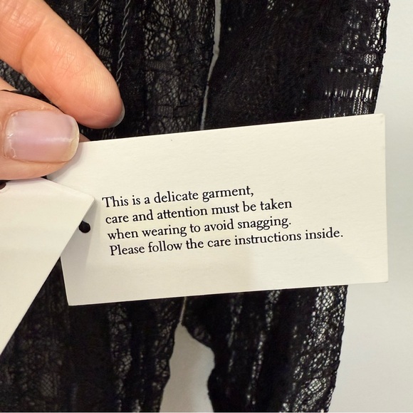 Jason Wu Black Satin Trim Lace Sheer Blouse Top Button Up Front Women's Sz M NWT - Picture 14 of 14